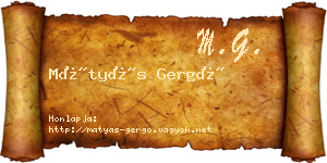 Mátyás Gergő névjegykártya